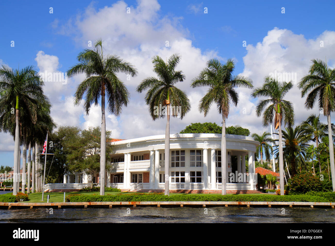 Ft. Fort Lauderdale Florida,Intracoastal New River Sound,home,house home houses homes residence mansion,SE 10th Street,palm trees,FL120929080 Stock Photo