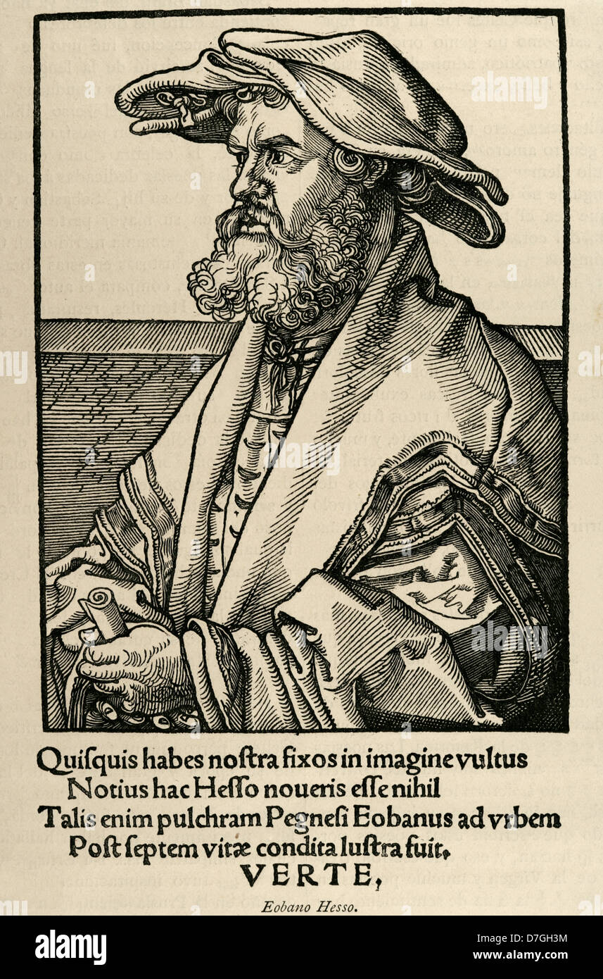 Helius Eobanus Hessus (1488-1540). German poet. Stock Photo
