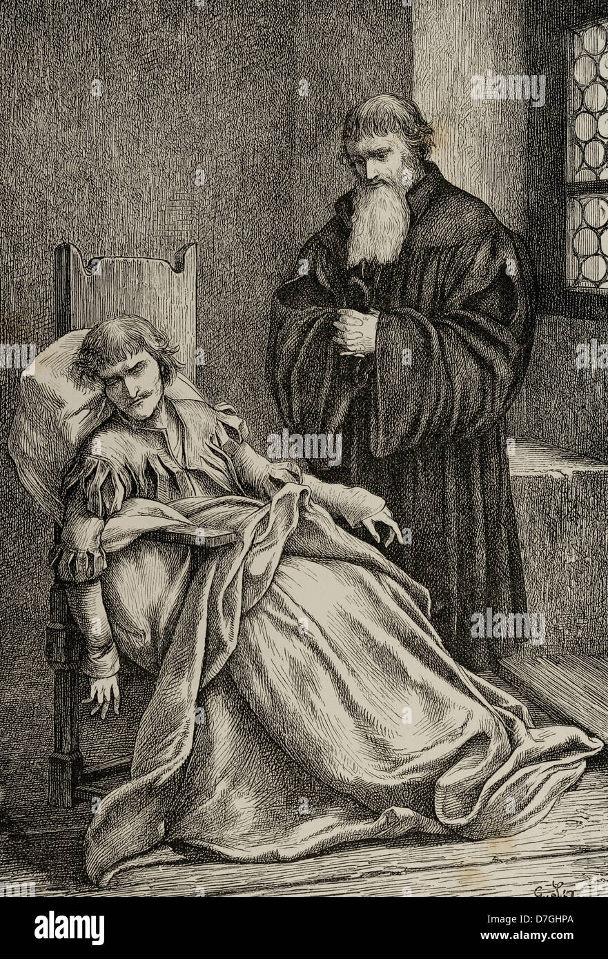 Ulrich von Hutten (1488-1523). German writer and theologian. Engraving in Germania, 1882. Stock Photo