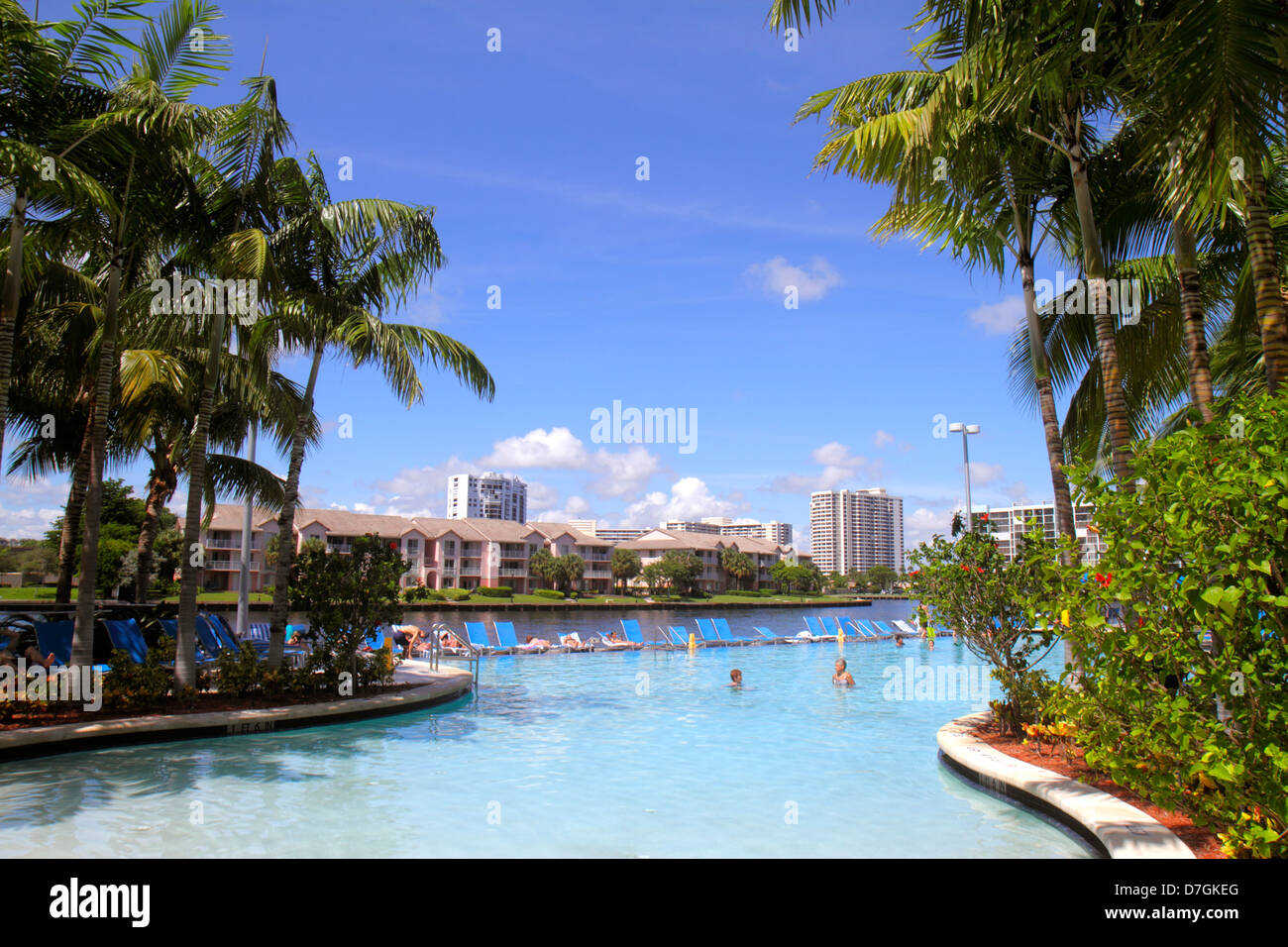 Hollywood Florida,Intracoastal condominium residential apartment apartments building buildings housing,city skyline,water,Crowne Plaza Hollywood Beach Stock Photo