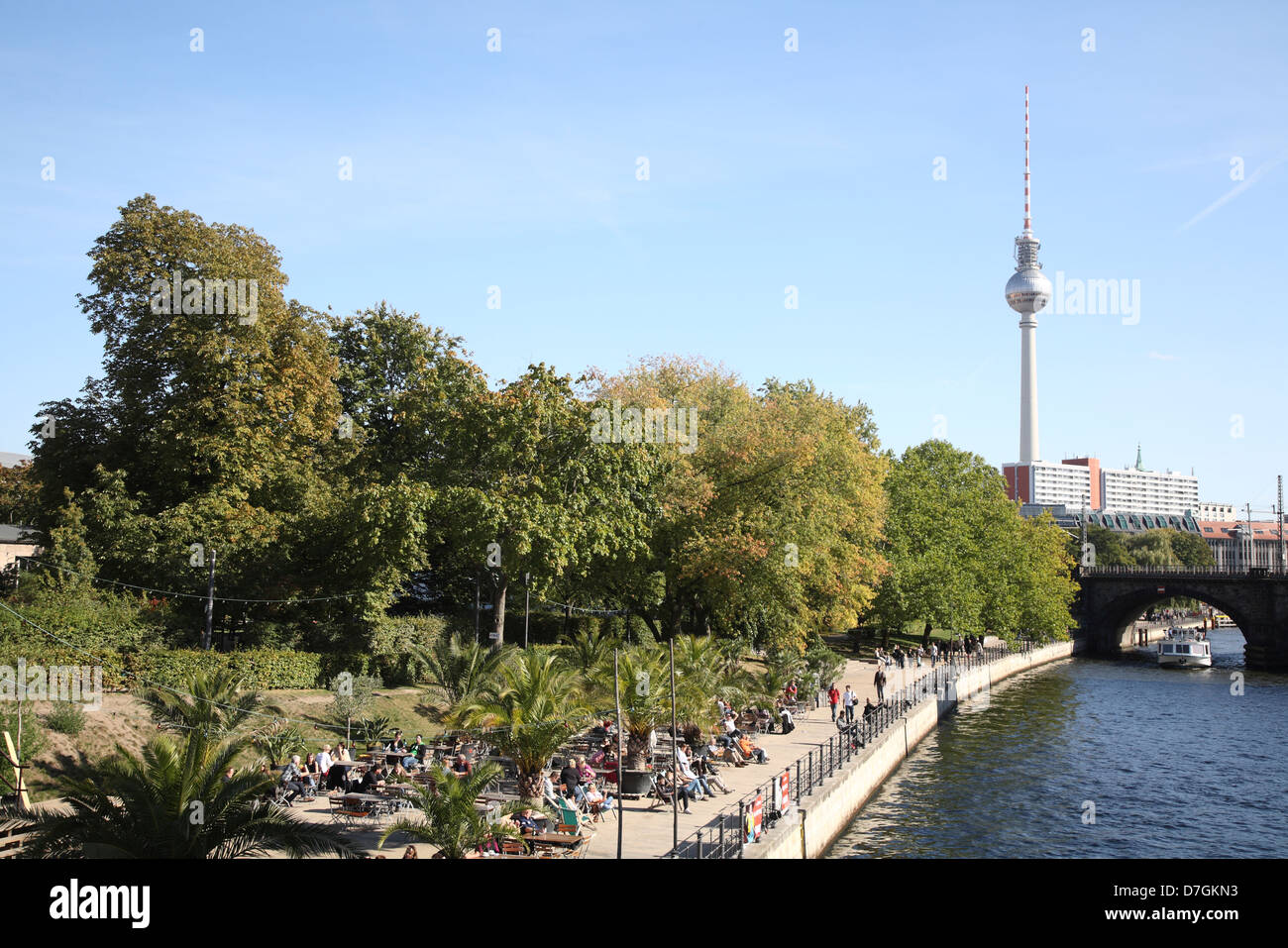 Berlin Mitte Spree bank Television Tower Stock Photo