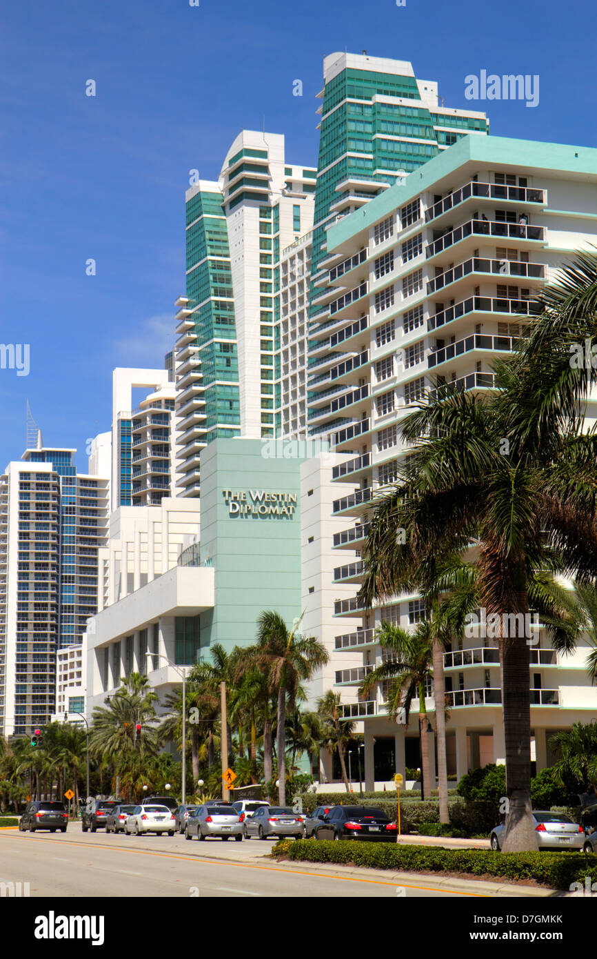 Hollywood Florida,South,Ocean Drive,A1A,Trump Hollywood,The Westin Diplomat  Resort and & Spa,hotel hotels lodging inn motel motels,traffic,visitors tr  Stock Photo - Alamy