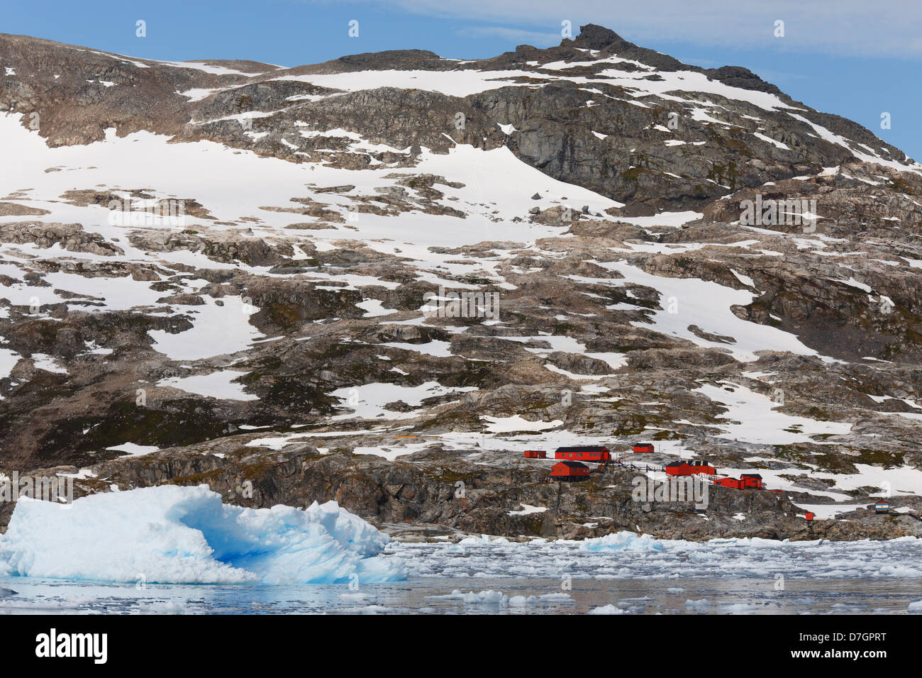 Argentine Base Primavera, Cierva Cove, Antarctica Stock Photo