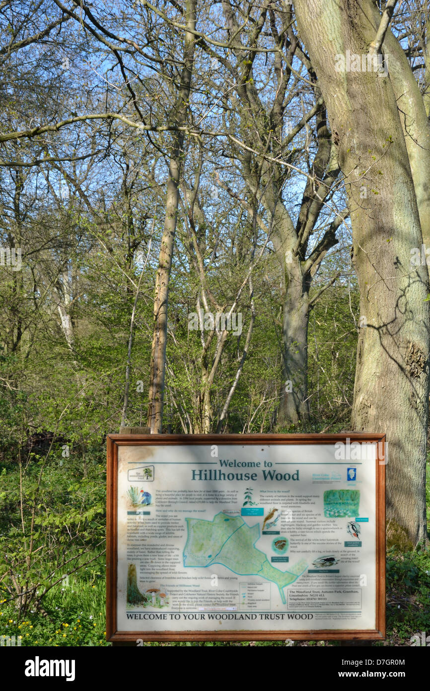 Hillhouse Wood West Bergholt sign Stock Photo Alamy