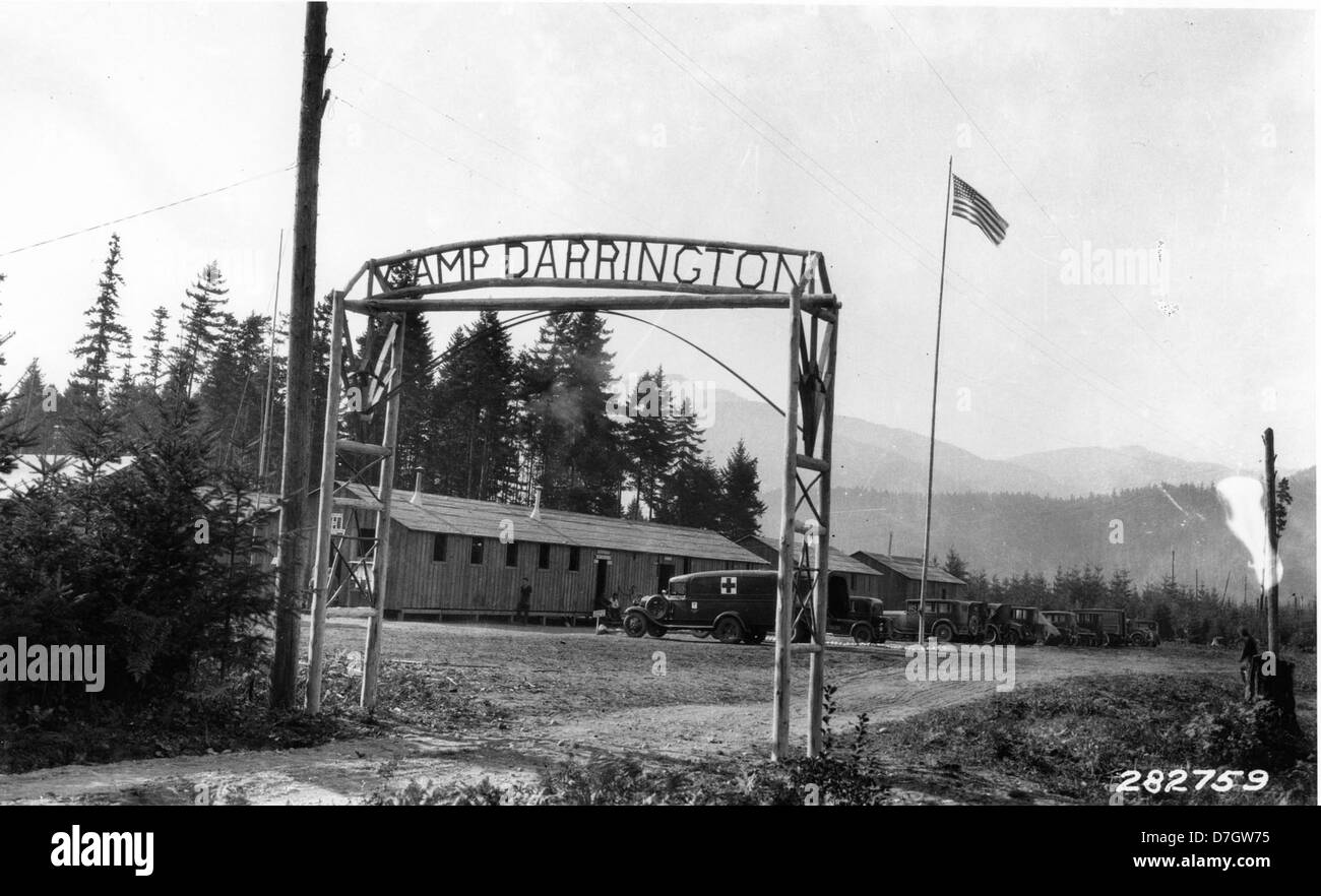 Entrance to Camp Darrington CCC Camp, Mt. Baker National Forest, Washington Stock Photo