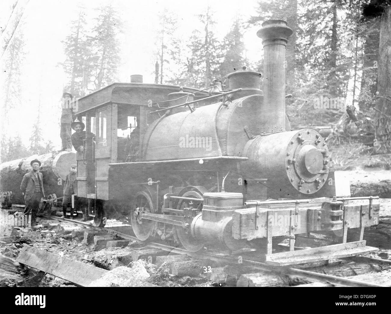 Logging railroad locomotive engine Stock Photo