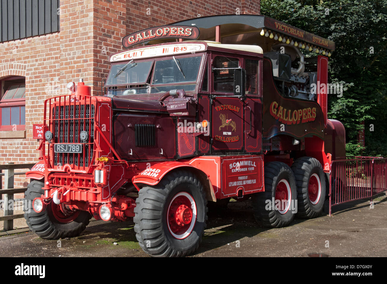 1955 Scammell truck housing a generator for a Victorian fairground ride, Tatton Park, Knutsford, Cheshire, England, UK Stock Photo