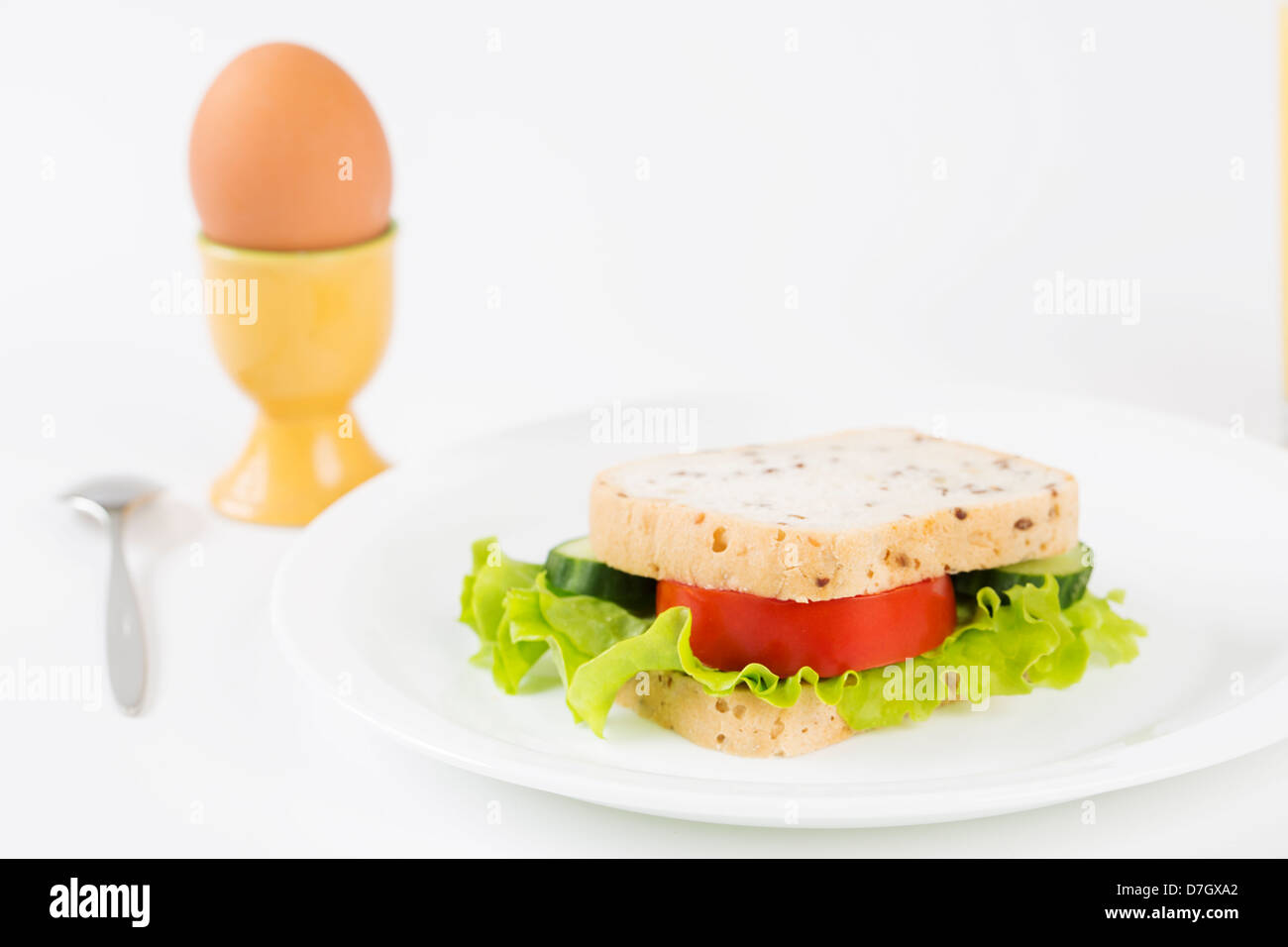 Lovely sandwich with vegetables will satisfy hungry stomach Stock Photo