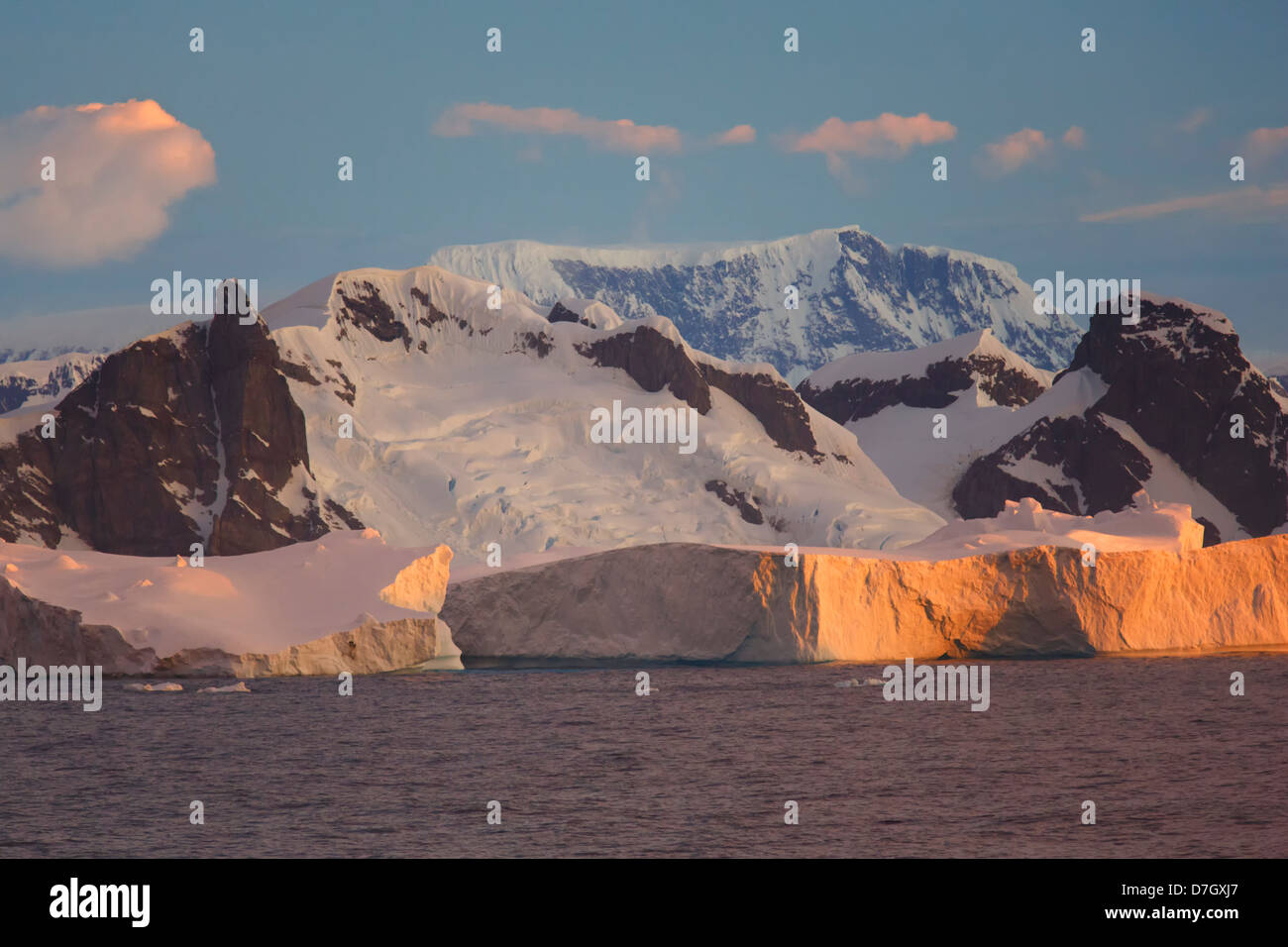 Massive icebergs near the Antarctic Circle, Antarctica. Stock Photo