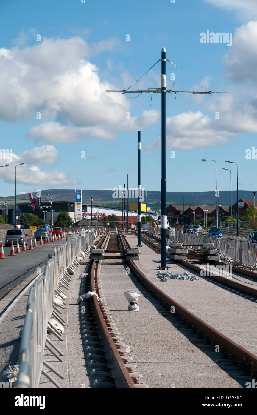 The Metrolink tram line to Ashton under Lyne, nearing completion