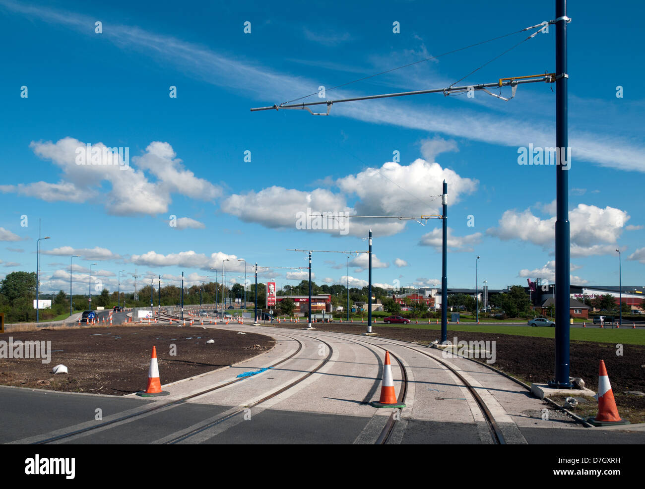 The Metrolink tram line to Ashton under Lyne, nearing completion