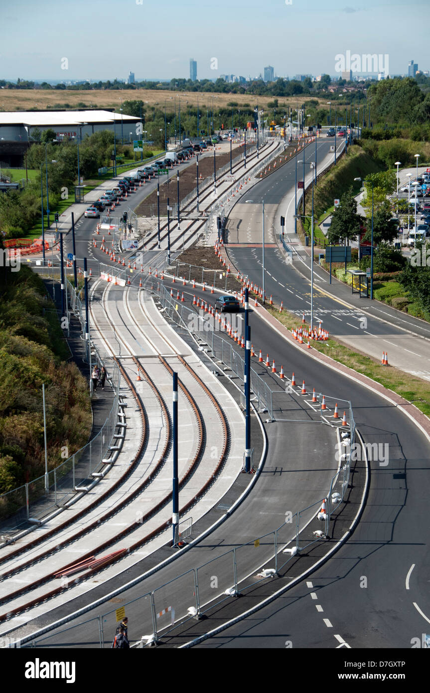 Metrolink tram line to Ashton under Lyne under construction on Lord