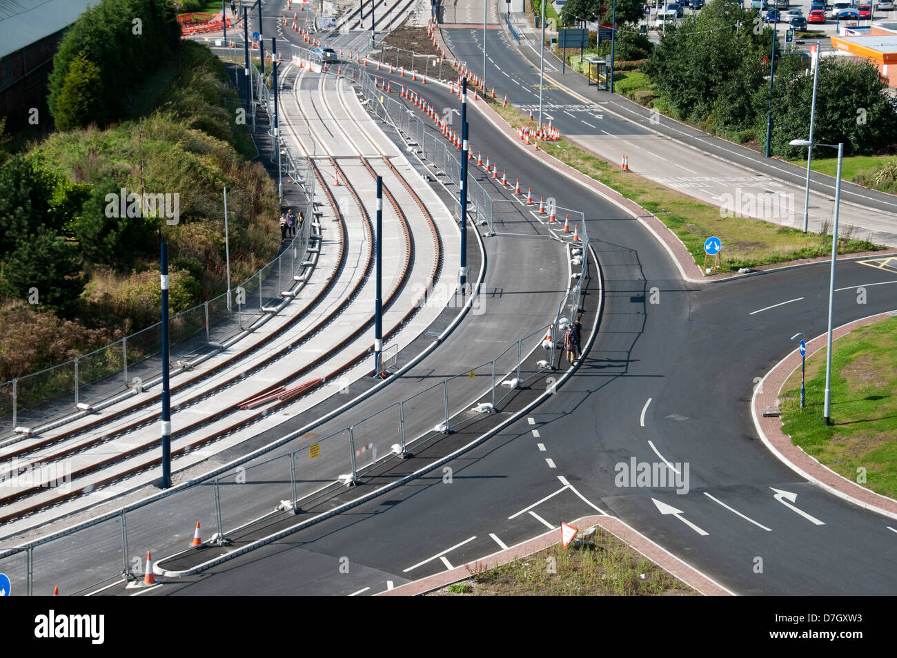 Metrolink tram line to Ashton under Lyne under construction on Lord