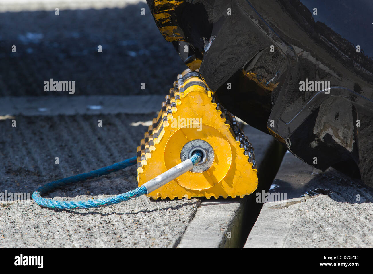 Wheel Chock prevent large tractor wheel from rolling, stop movement