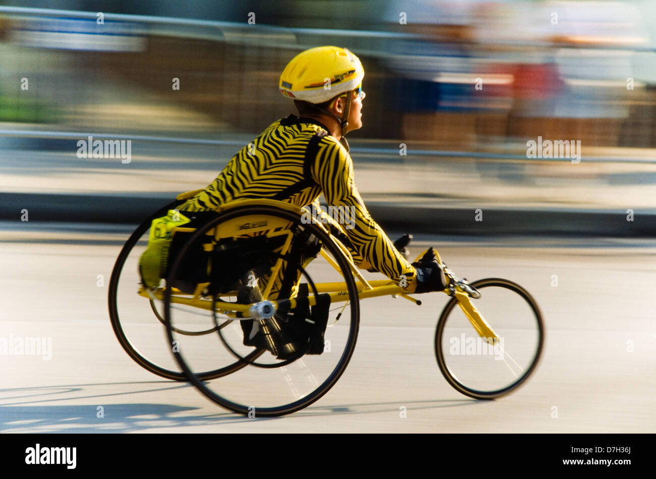 Wheelchair athlete racing in competition, Atlanta, Georgia Stock Photo