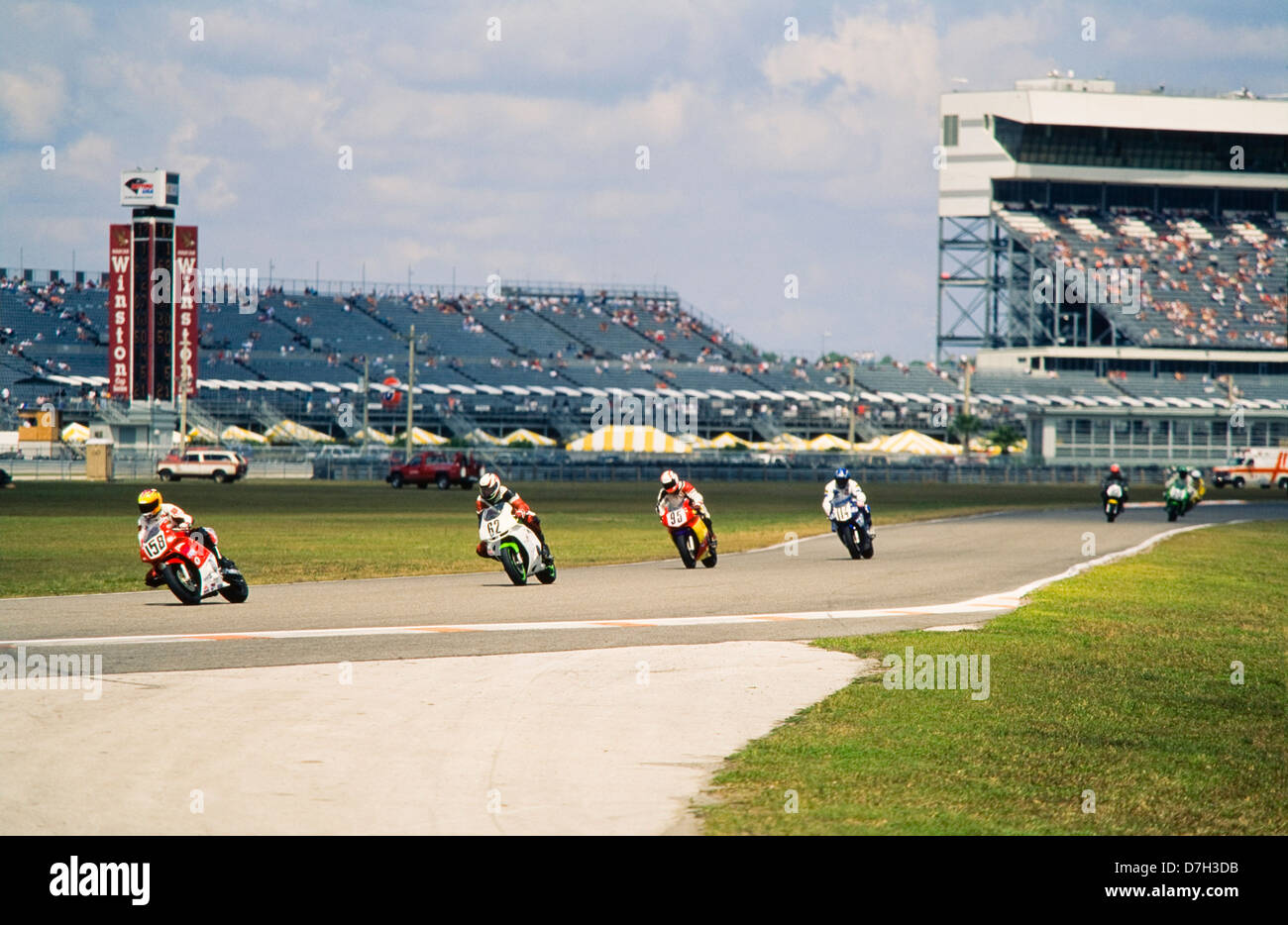 Motocycle Racing, Daytona Speedway, Florida, speed blur effects. Stock Photo