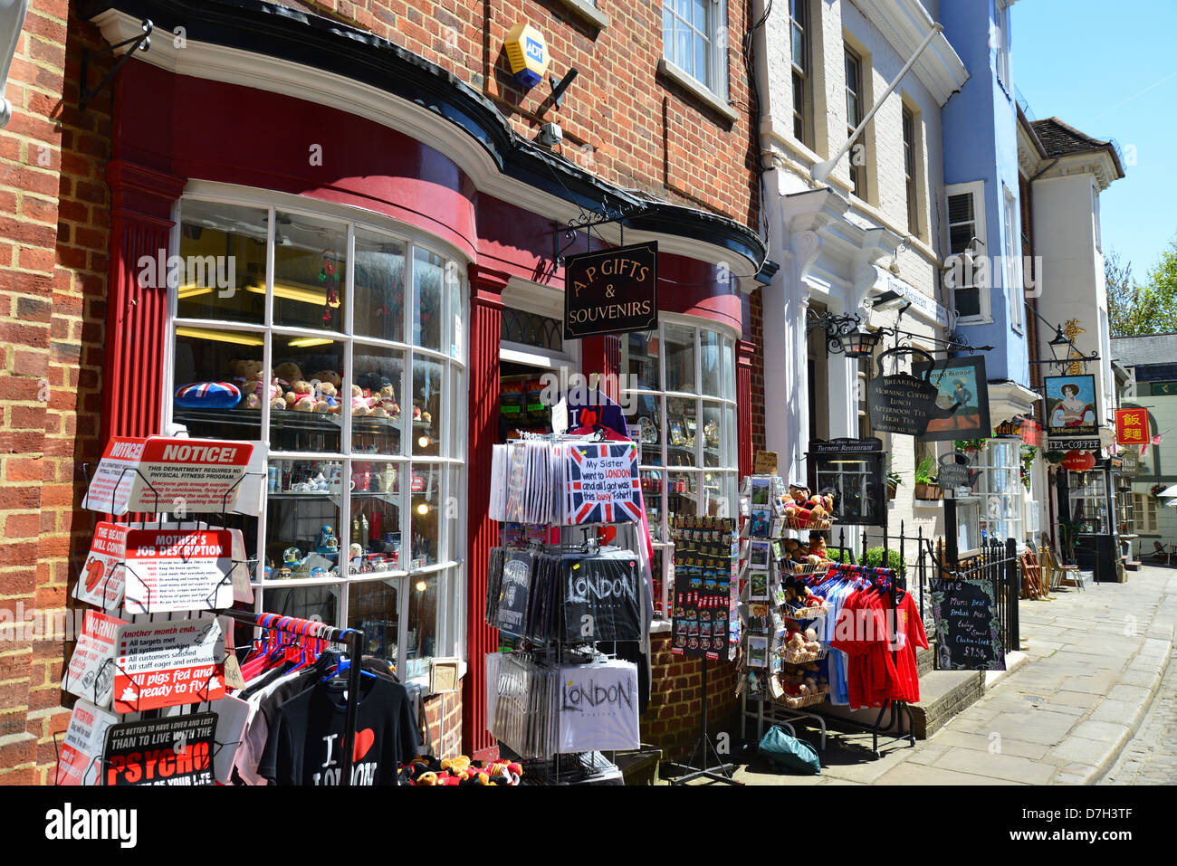 Souvenir shops, Church Street, Castle Hill, Windsor, Berkshire, England