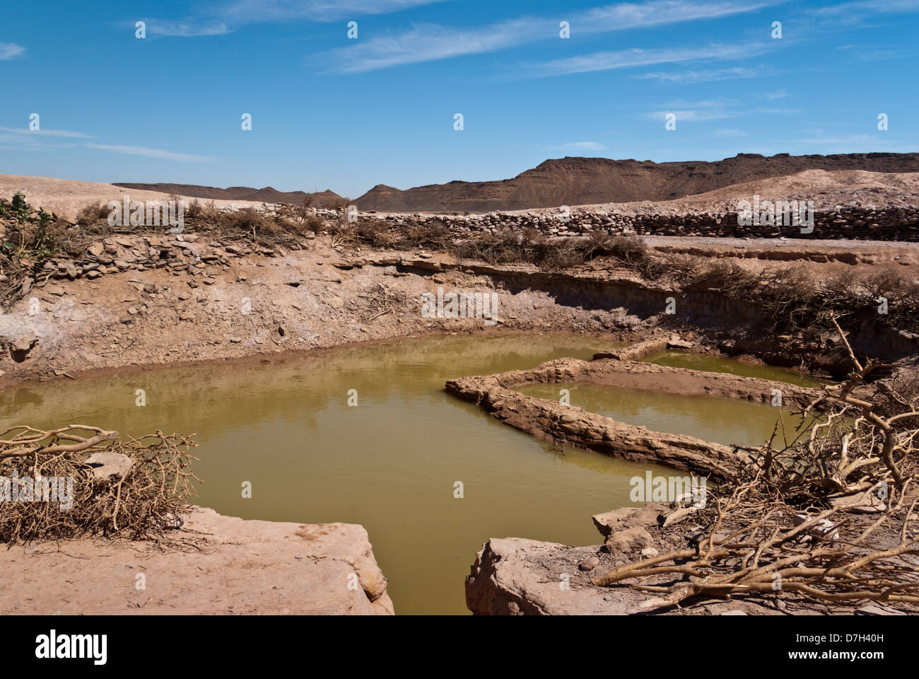 Hafir - a reservoir used to catch rainwater, near Naqa, northern Sudan Stock Photo