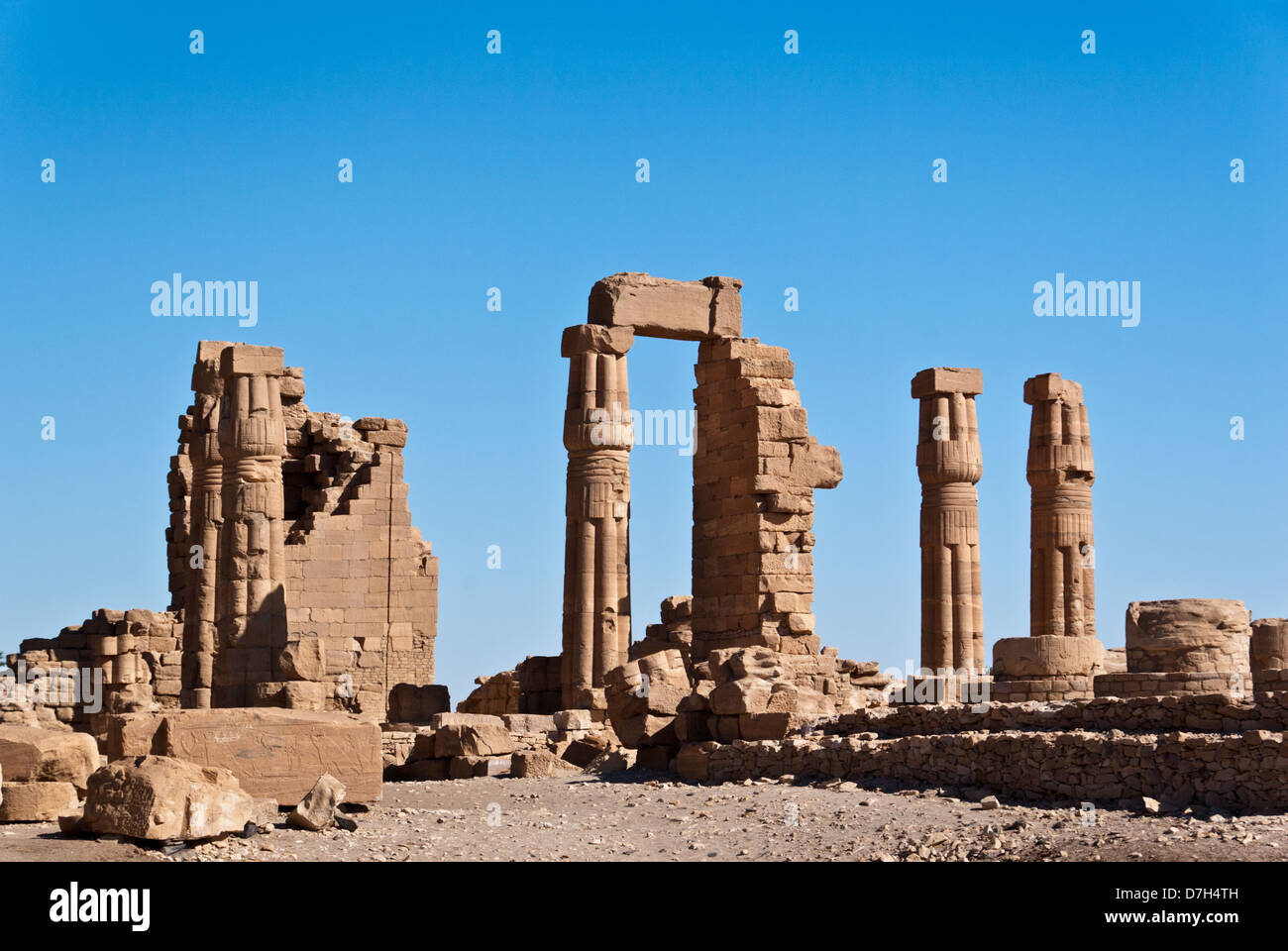 the Columns of pharaoh Amenhotep III' Soleb Temple, northern Sudan Stock Photo