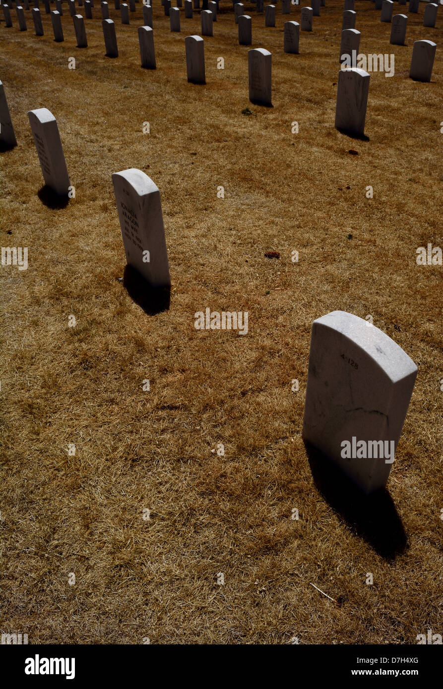 Tombstones at Santa Fe Veteran's Memorial Cemetery Stock Photo