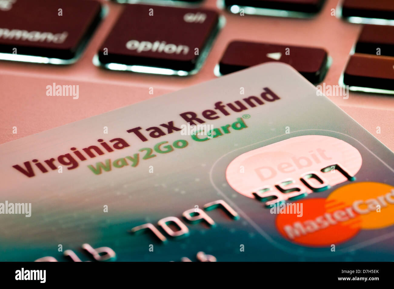 Virginia state tax refund debit card Stock Photo