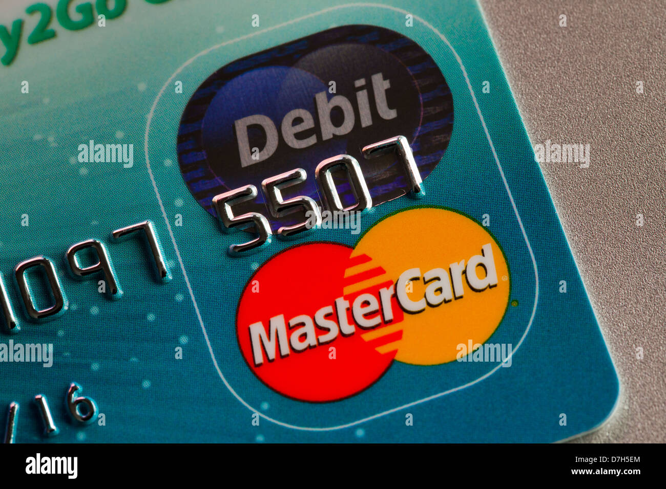 Master Card debit card closeup Stock Photo