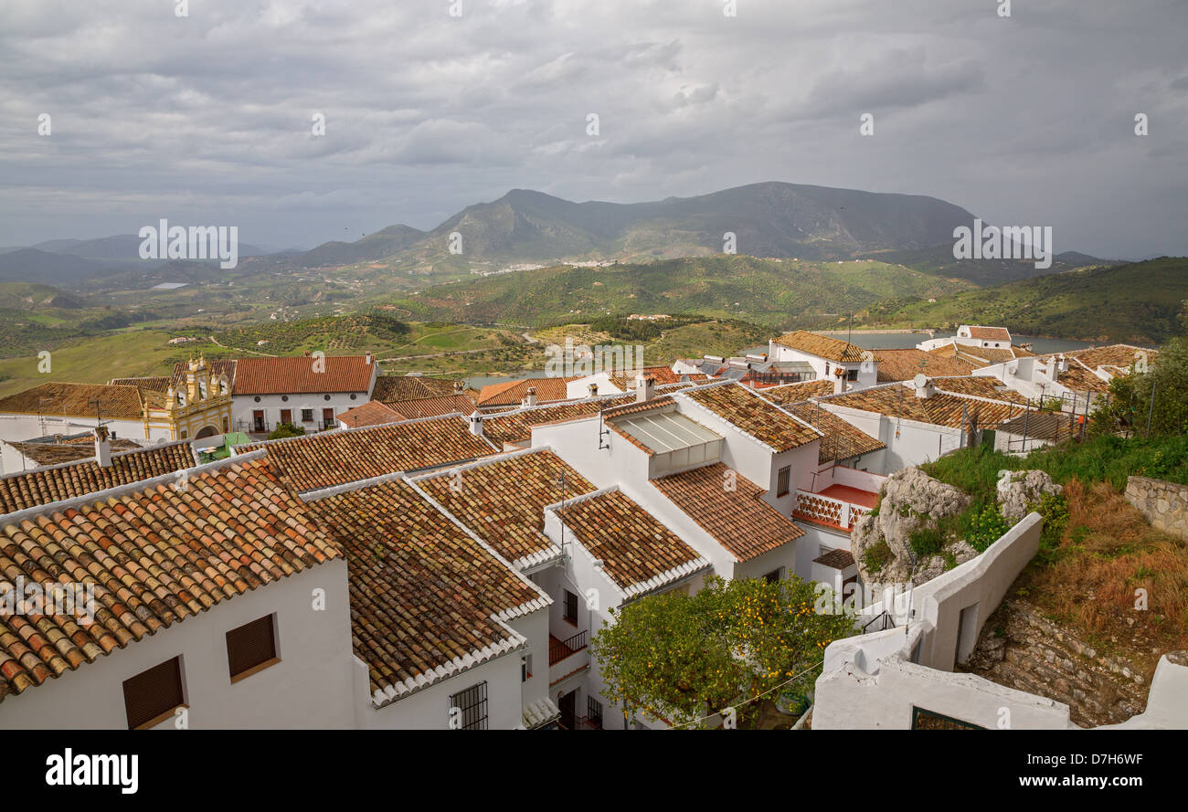 Zahara de la Sierra village roofs, a famous "white village" in Cadiz ...