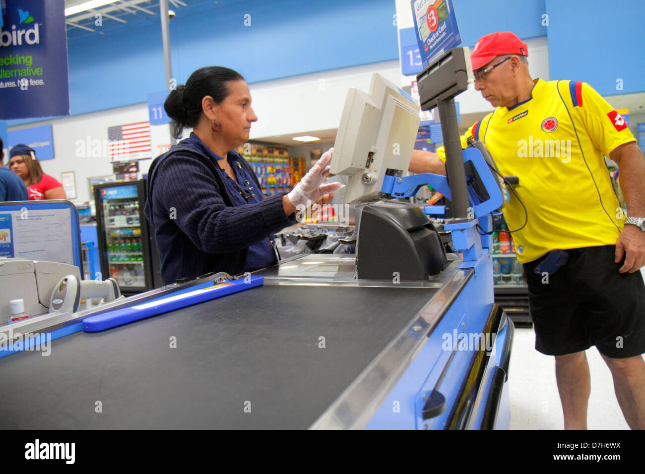 Miami Florida WalMart Walmart discount shopping checkout line queue