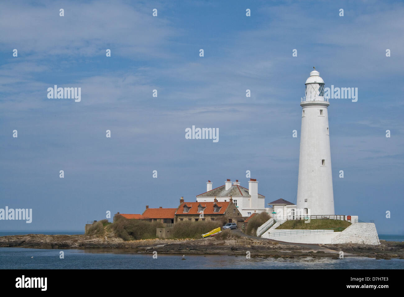 Lighthouse on St Mary's Island, Whitley Bay Stock Photo