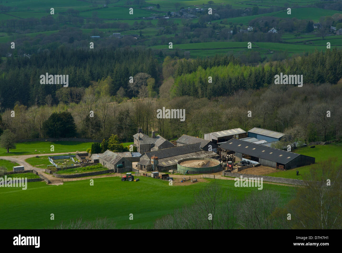 Barrowfield Farm, viewed from Scout Scar, near Kendal, Lake District
