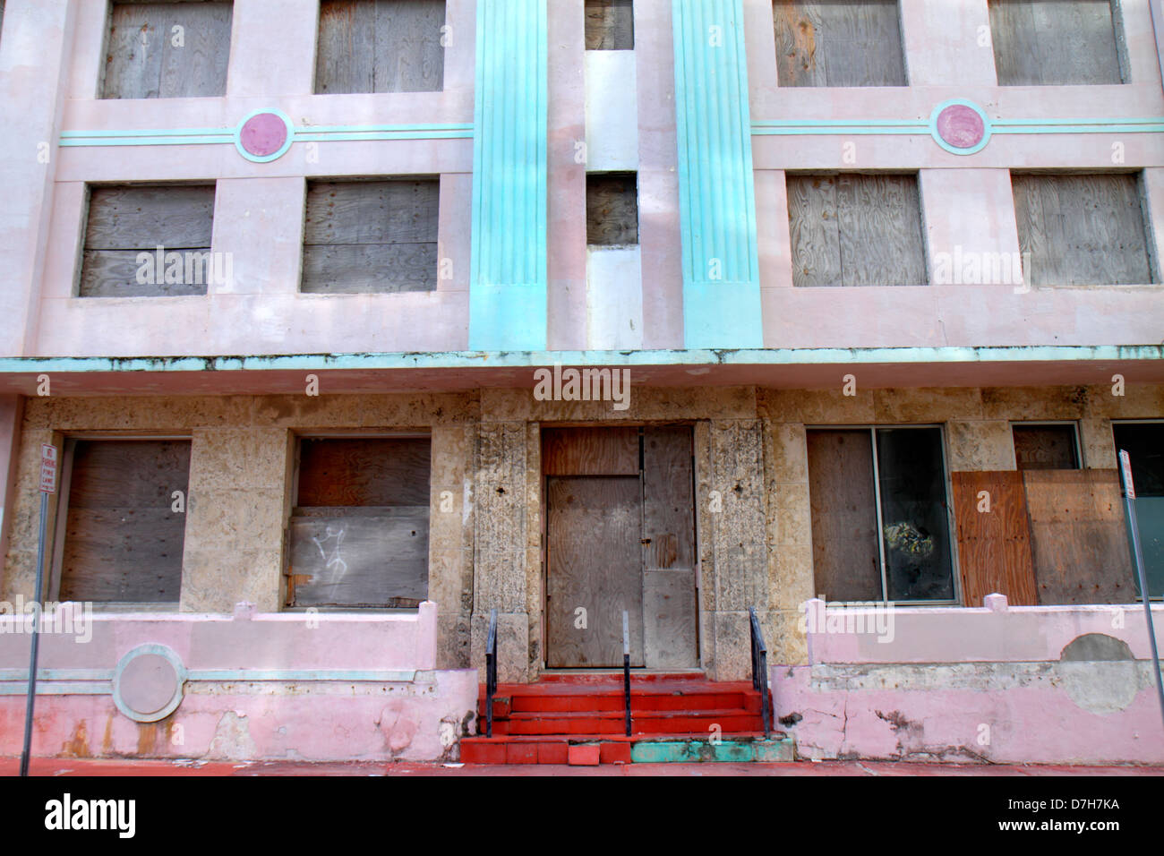 Miami Beach Florida,Collins Avenue,hotel,closed,shuttered,vacant,disrepair,run down,FL121130040 Stock Photo