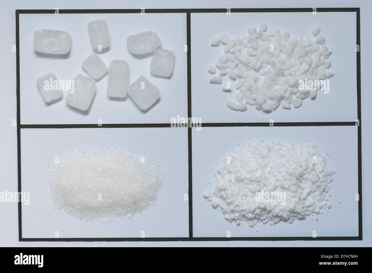 Assortment of sugar Rocky candy sugar crystals granulated sugar icing ...