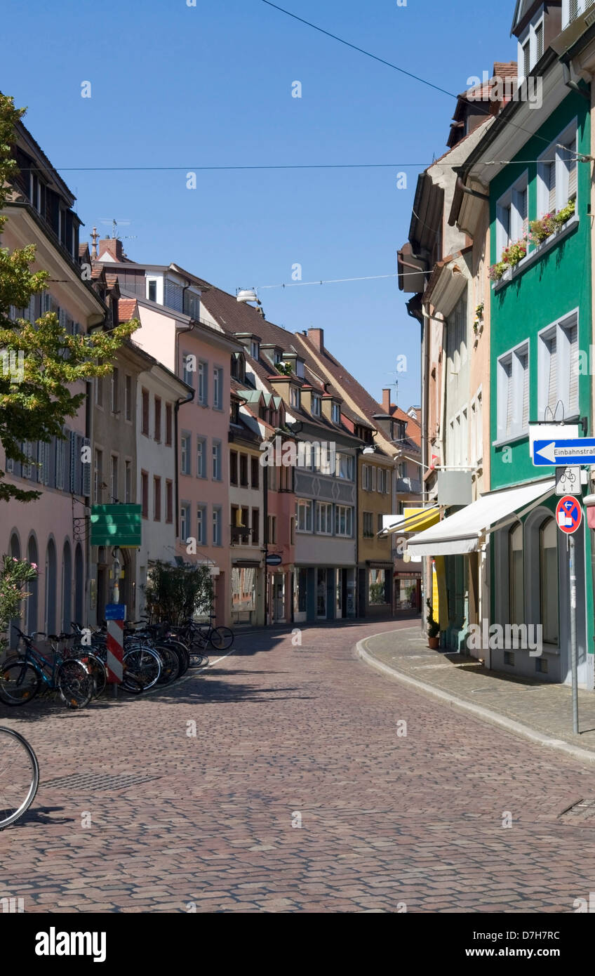 street scenery of Freiburg im Breisgau, a city in Baden Wuerttemberg (Germany) at summer time Stock Photo