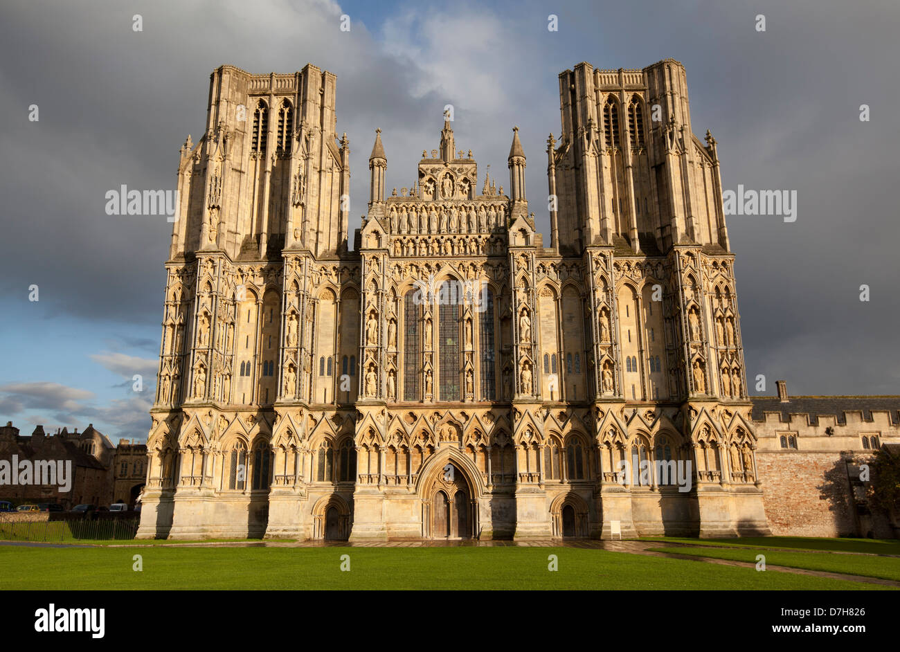 The West Front of Wells Cathedral in Wells, Somerset, UK. Stock Photo