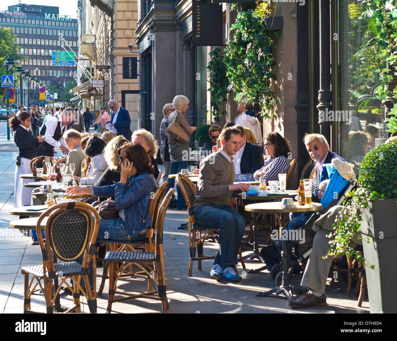HELSINKI CAFE Strindberg alfresco boulevard cafe on Esplanadi a popular summer meeting place