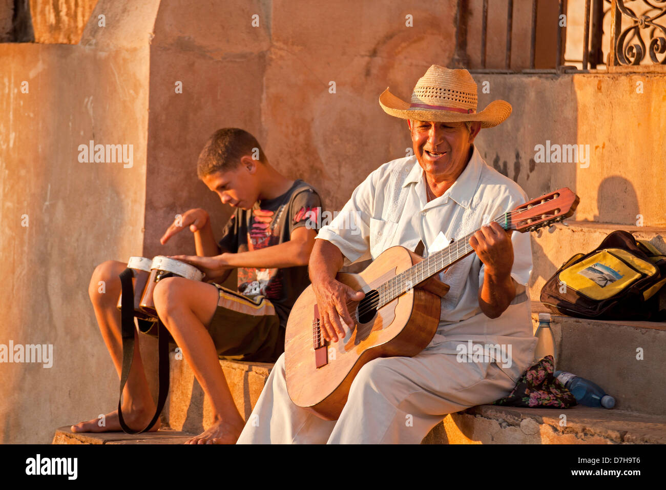 street musician Emerito Escalante Ramos in the old town of Trinidad, Cuba, Caribbean Stock Photo