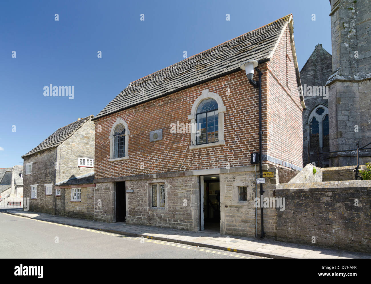 Smallest Town Hall in UK Corfe Castle Dorset UK Stock Photo