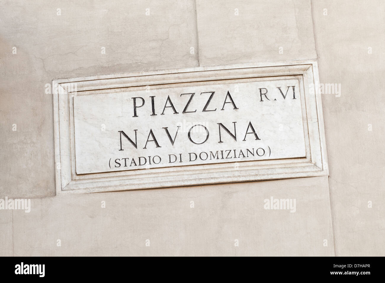 Piazza Navona, Navona square, marble sign, Rome, Italy Stock Photo