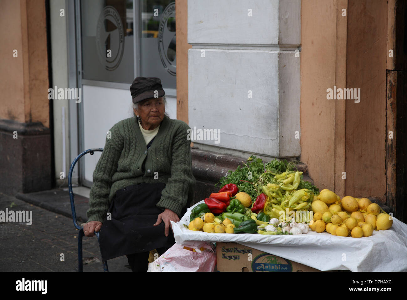 Santiago de Chile street trader Old Woman Stock Photo