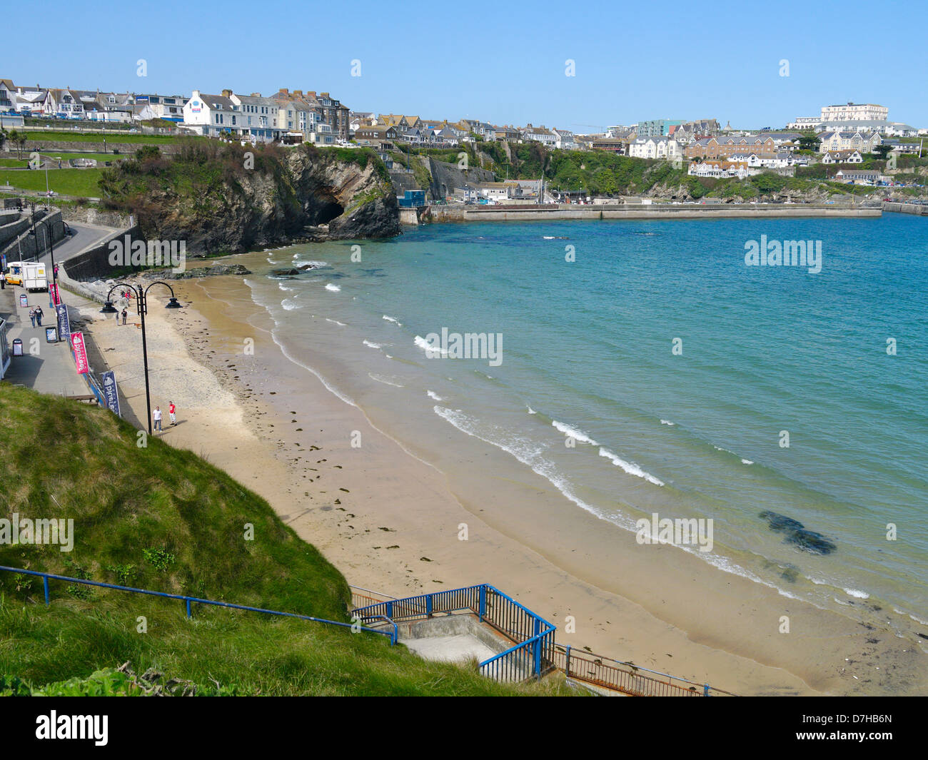 Towan beach in Newquay at high tide, Cornwall UK Stock Photo Alamy
