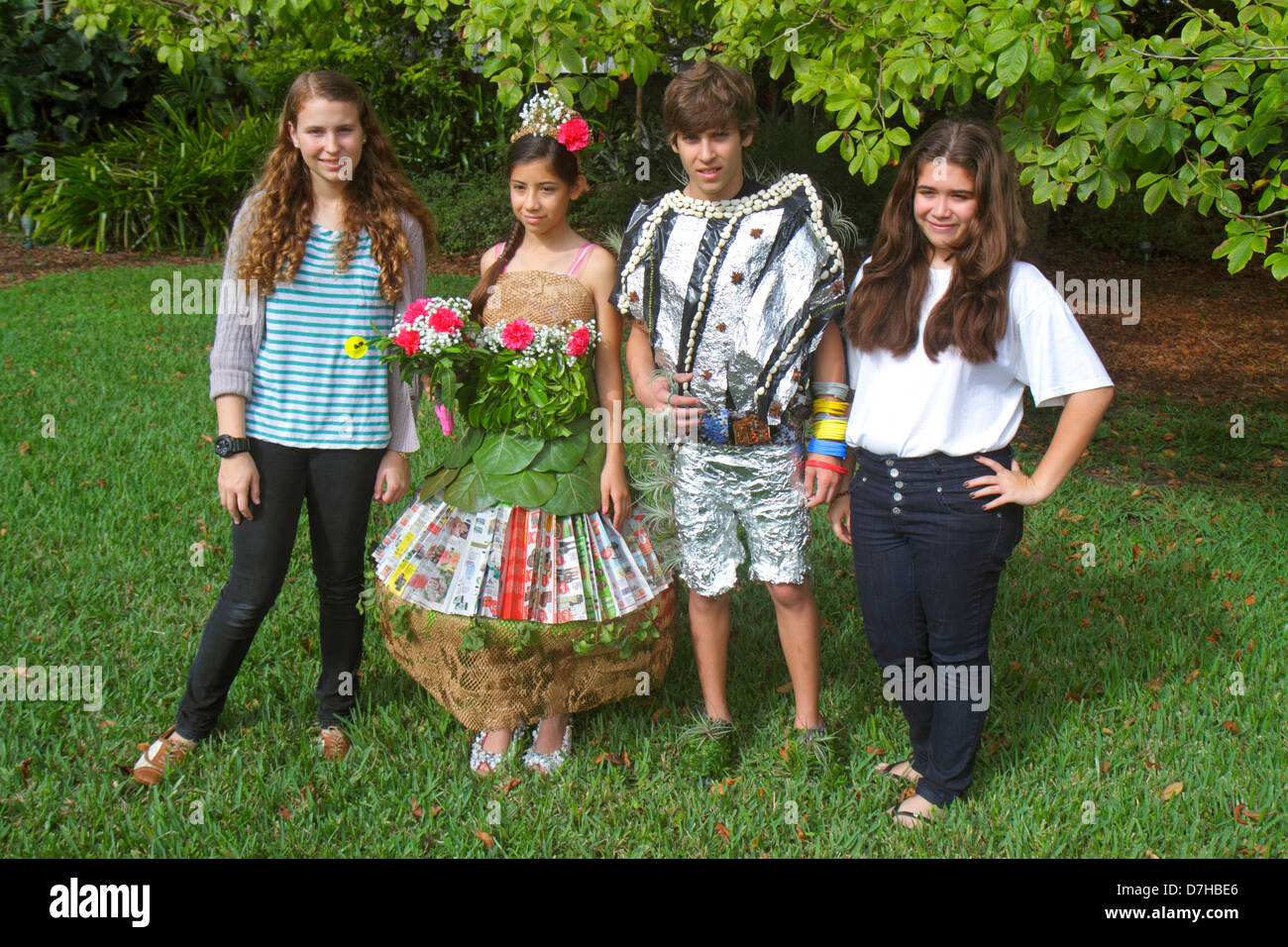 Miami Florida,Coral Gables,Fairchild Botanical Tropical Garden,student students education pupil pupils,girl girls,youngster youngsters youth youths fe Stock Photo