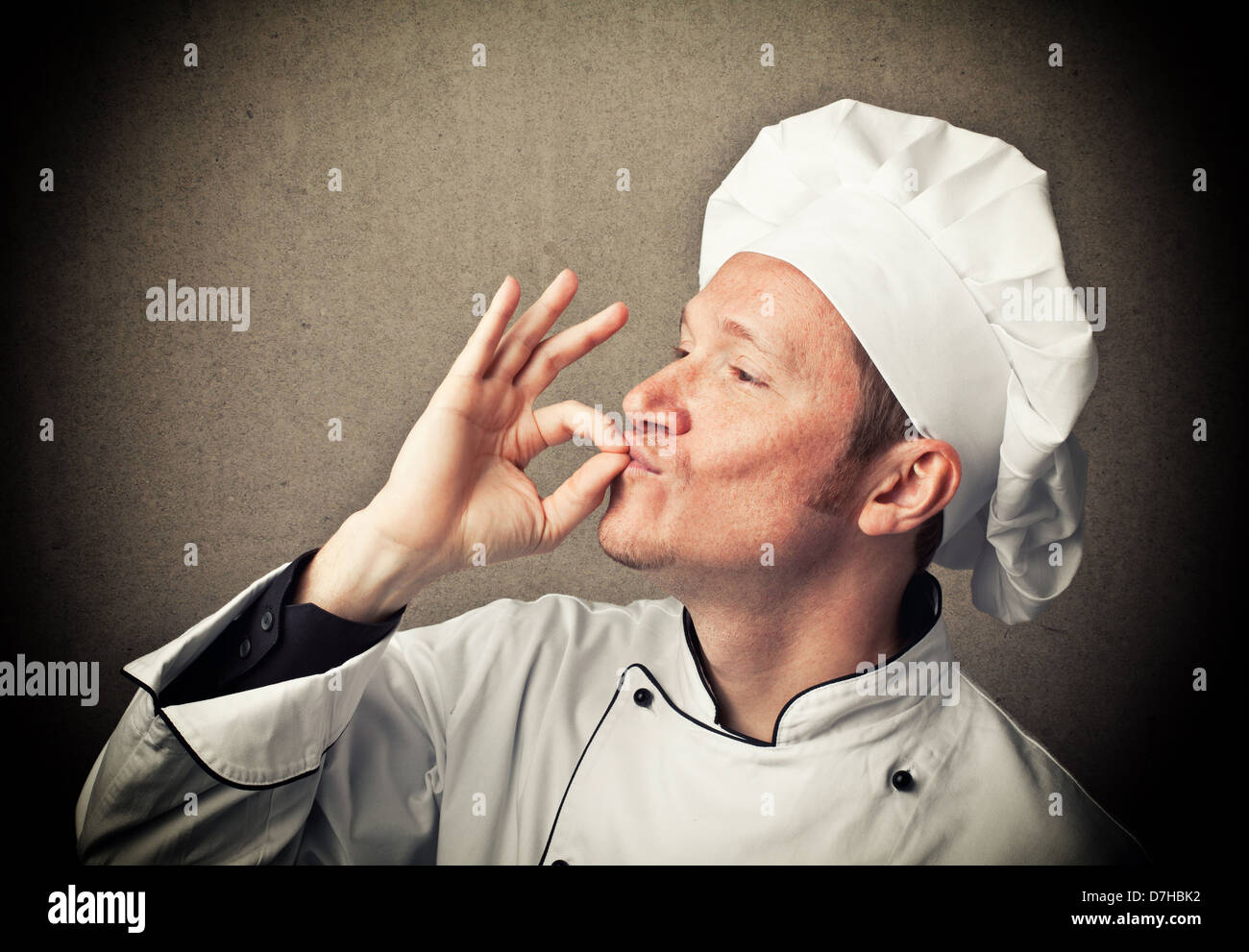 portrait of caucasian man with chef uniform Stock Photo