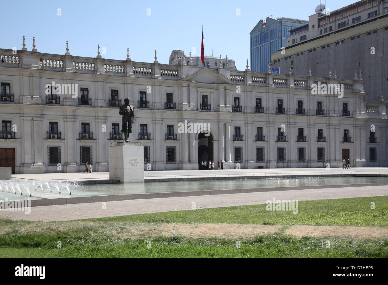 Santiago de Chile Palacio de La Moneda Government palace Avenida Libertador Bernardo O Higgins Avenida Alameda Stock Photo