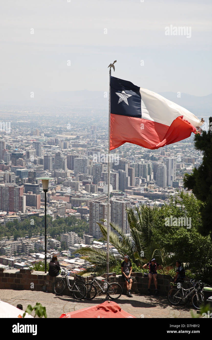 Santiago de Chile view from Cerro San Cristobal Skyline Stock Photo