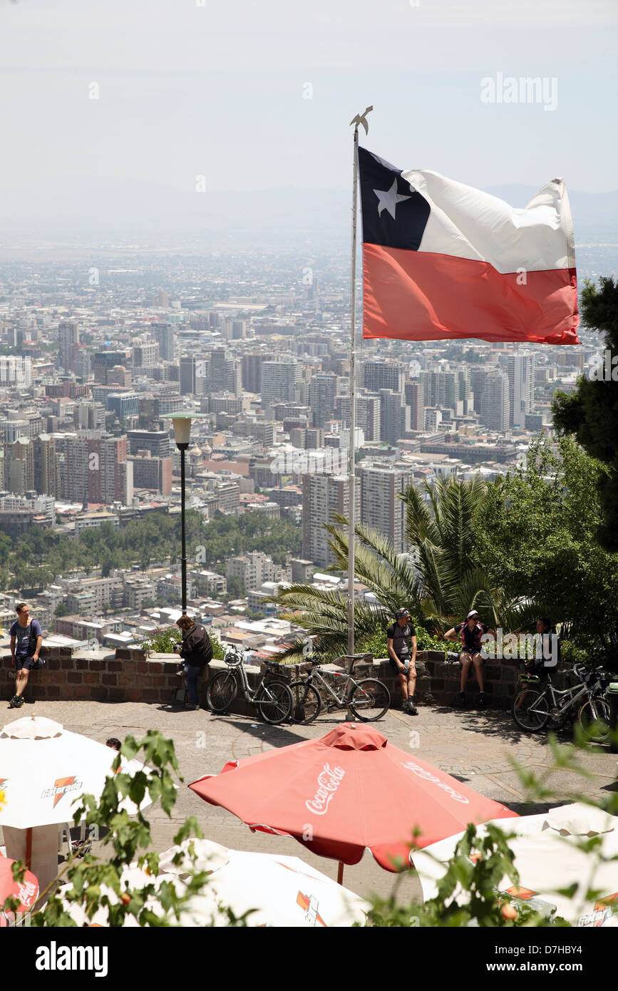 Santiago de Chile view from Cerro San Cristobal Skyline Stock Photo