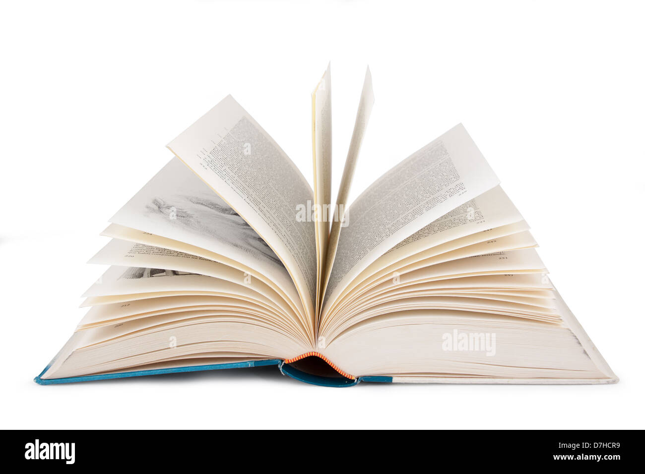 Open book isolated against a white background. Stock Photo