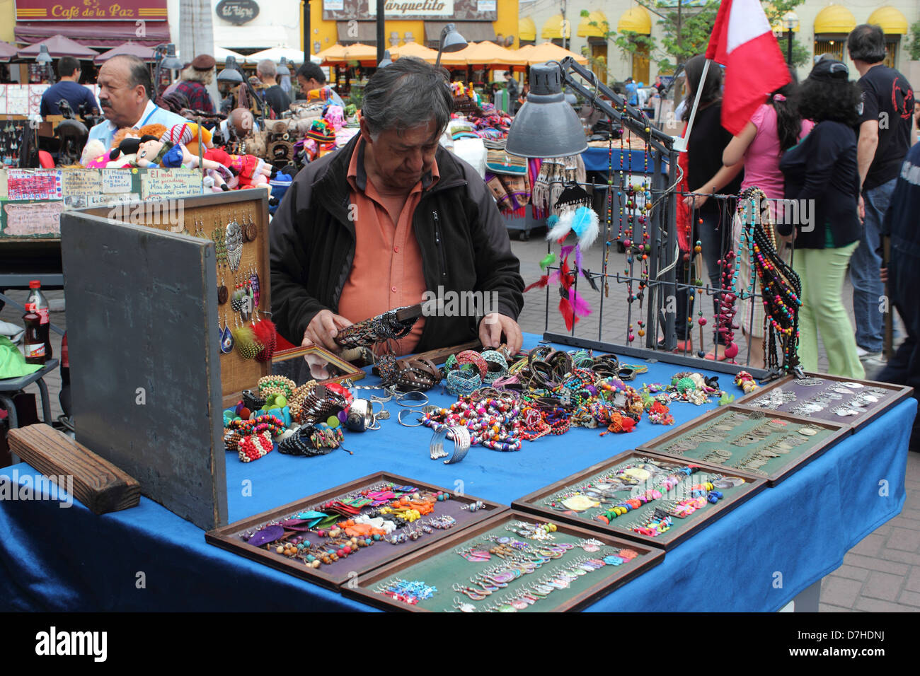 Peru Lima Miraflores market place street trader Stock Photo