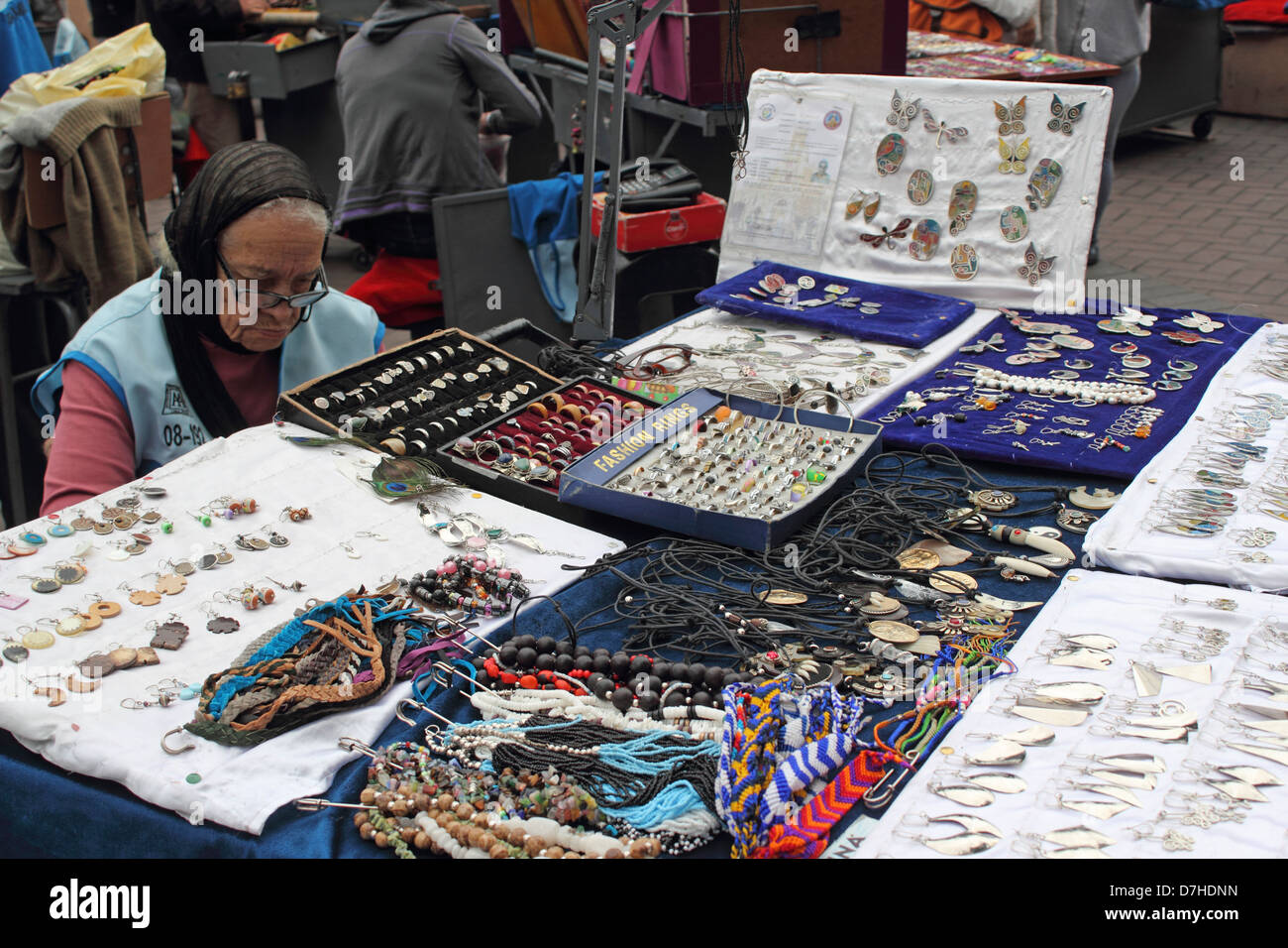 Peru Lima Miraflores market place street trader old woman Stock Photo