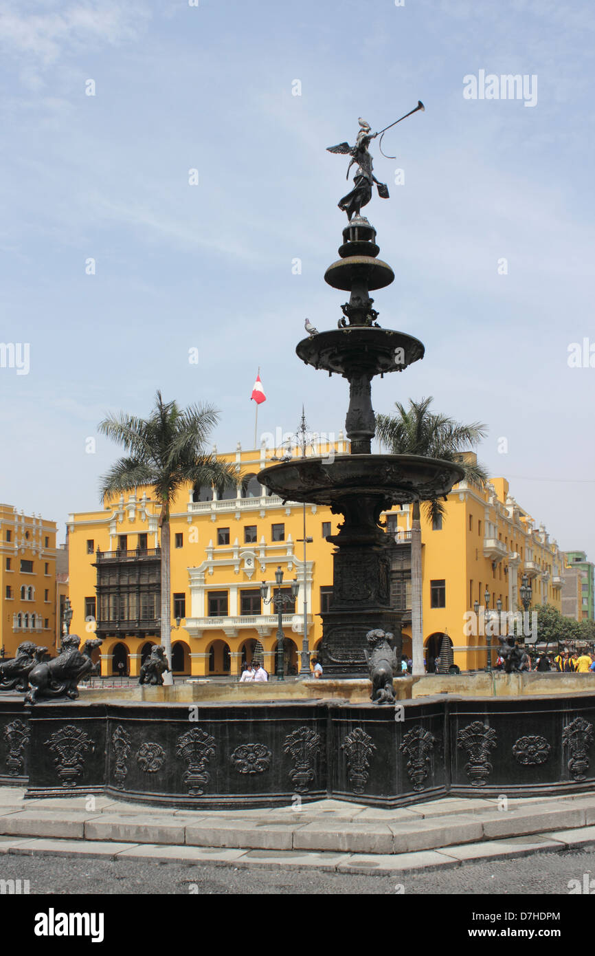 Peru Lima Plaza Mayor or Plaza de Armas Stock Photo - Alamy
