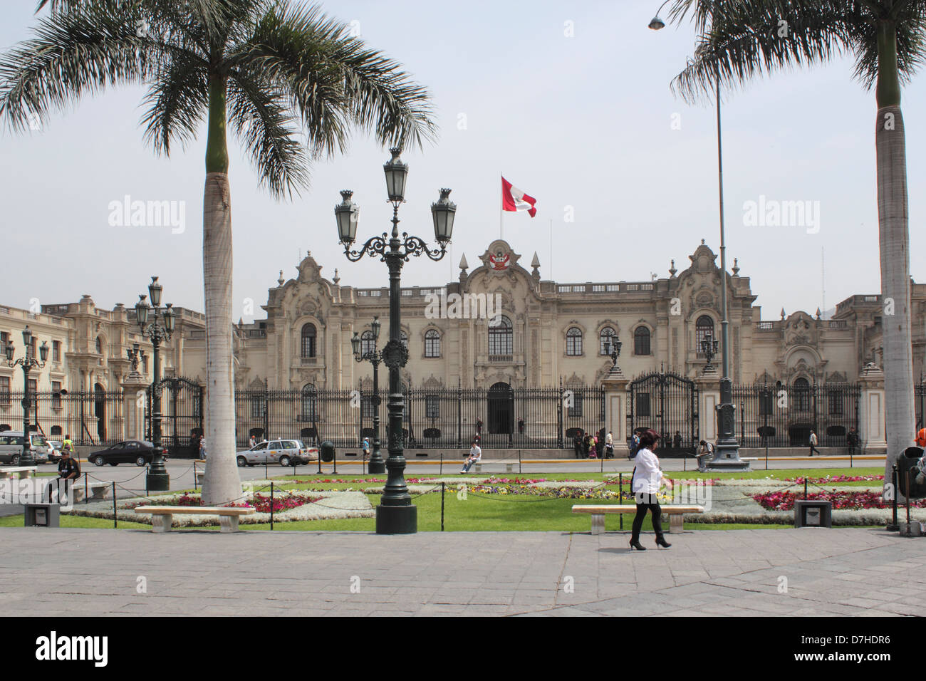 Peru Lima Plaza Mayor  or Plaza de Armas Palacio de Gobierno Government palace Stock Photo